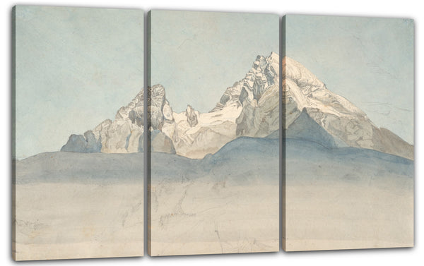 Leinwandbild August Heinrich - Der Watzmann aus dem Nordosten und einige Skizzen eines Berges; Verso: Skizze der Kirche Sankt Bartholomä am Königsee am Fuße des Watzmanns aus dem Osten
