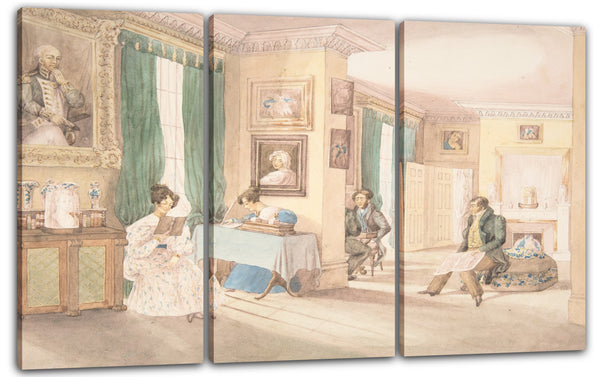 Leinwandbild Den Enkelinnen von Dr. Samuel Parr zugeschrieben - Ein Innenraum bei Hatton, Warwickshire