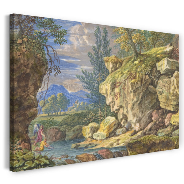Leinwandbild Felix Meyer zugeschrieben - Landschaft mit Tobias und dem Engel