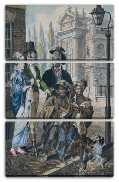 Leinwandbild John Lewis Krimmel zugeschrieben - "Worldly Folk" Befragung von Schornsteinfegern und ihrem Meister vor der Christus Kirche, Philadelphia