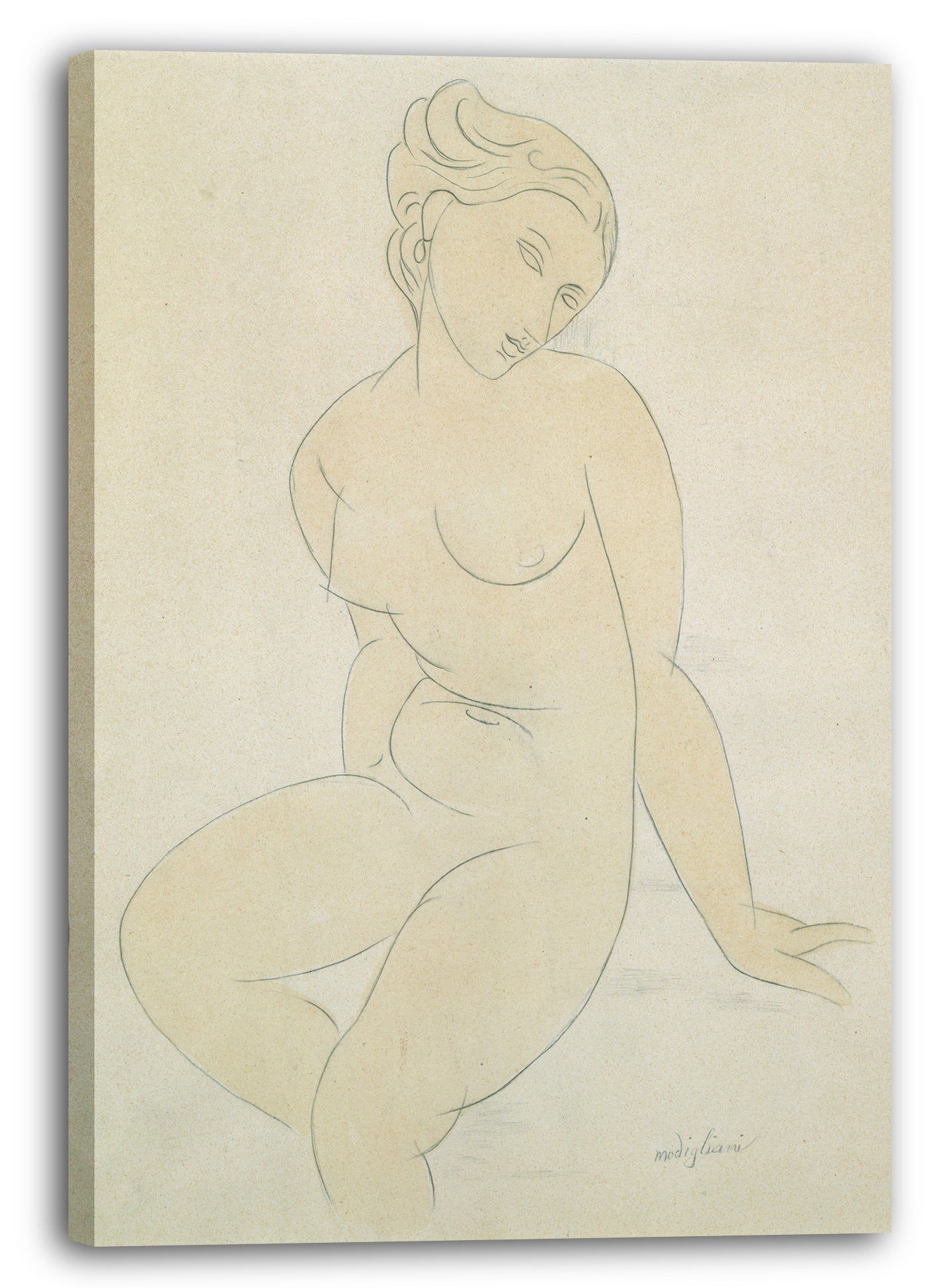 Leinwandbild Amedeo Modigliani zugeschrieben - Sitzender weiblicher Akt