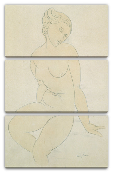 Leinwandbild Amedeo Modigliani zugeschrieben - Sitzender weiblicher Akt