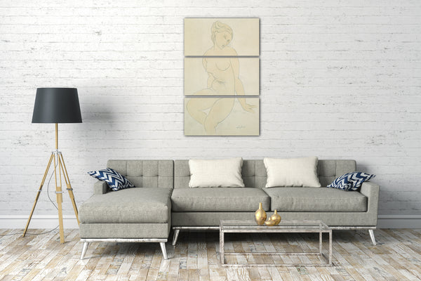 Leinwandbild Amedeo Modigliani zugeschrieben - Sitzender weiblicher Akt