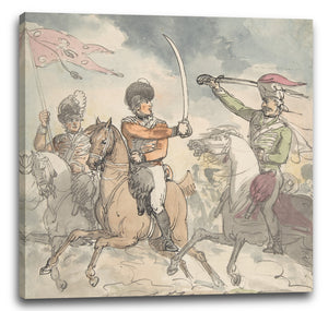 Leinwandbild Thomas Rowlandson zugeschrieben - Unbenutzte Studie für einen Teller für "Ungarisch und Highland Broadsword Exercise" 12. Februar 1799
