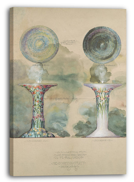 Leinwandbild Möglicherweise Tiffany Studios - Entwurf für ein Mosaikvogelbad
