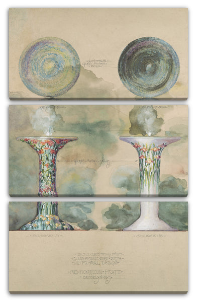 Leinwandbild Möglicherweise Tiffany Studios - Entwurf für ein Mosaikvogelbad