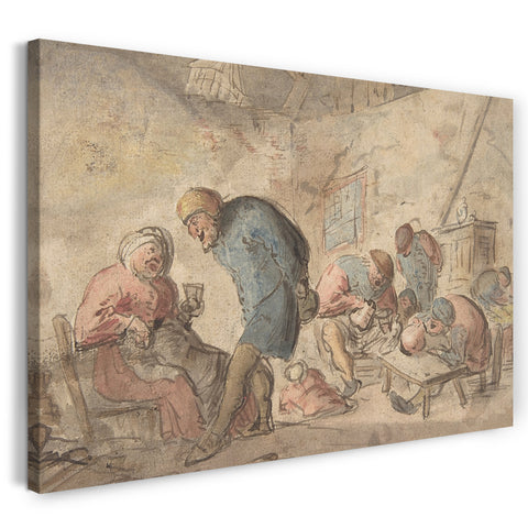 Leinwandbild Adriaen van Ostade zugeschrieben - Trinkende Bauern: Bauernskizzen