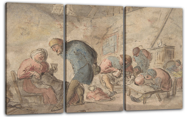 Leinwandbild Adriaen van Ostade zugeschrieben - Trinkende Bauern: Bauernskizzen
