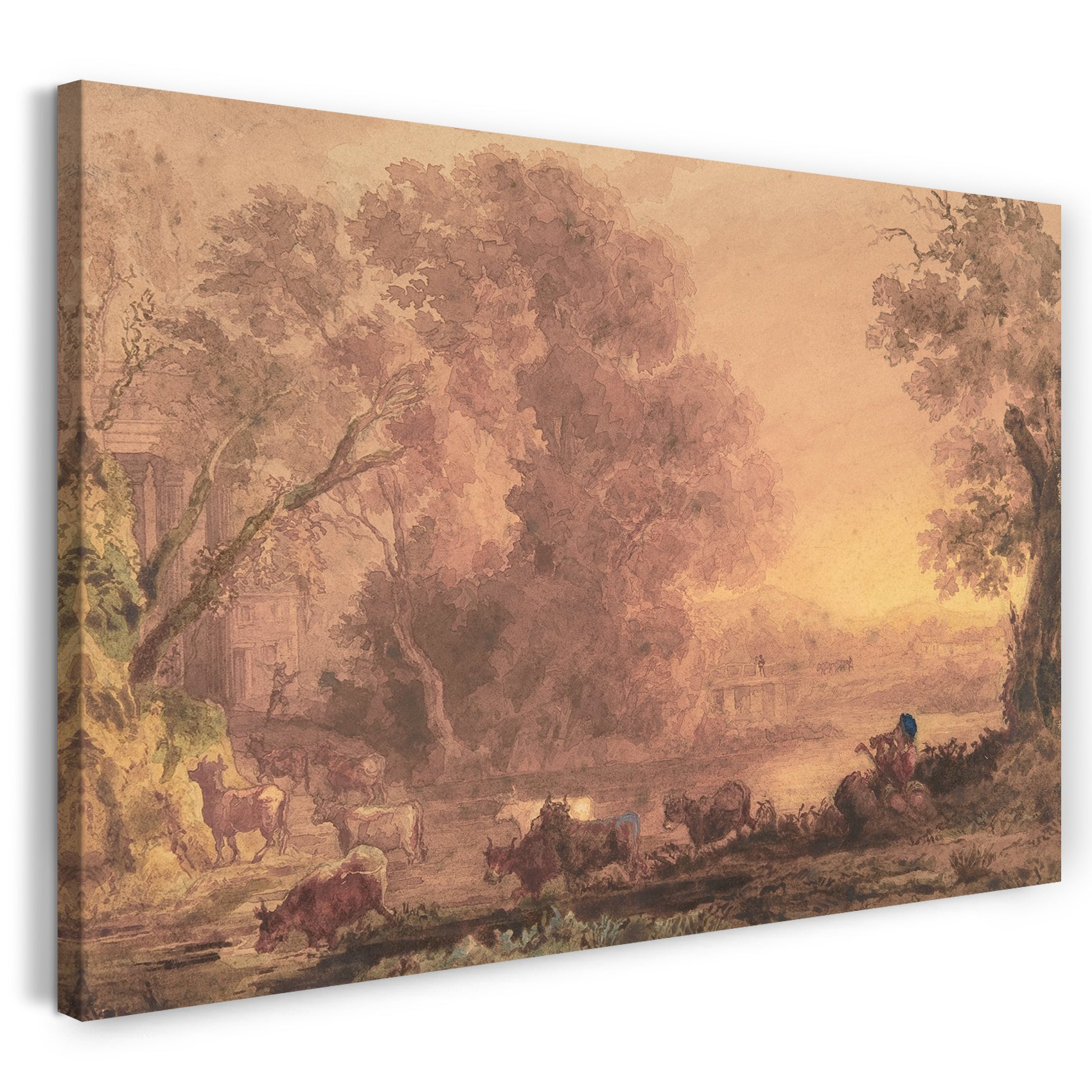 Leinwandbild George Barret, der Jüngere - Arkadische Landschaft