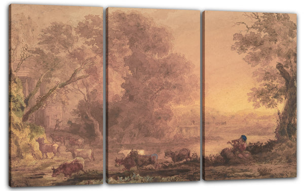 Leinwandbild George Barret, der Jüngere - Arkadische Landschaft