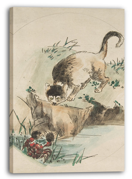 Leinwandbild Félix Bracquemond - Katze und Krabbe (Dekoration für einen Teller)