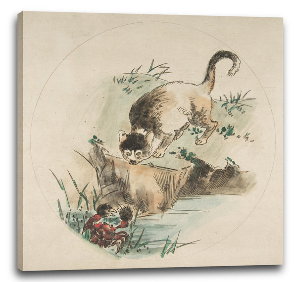 Leinwandbild Félix Bracquemond - Katze und Krabbe (Dekoration für einen Teller)