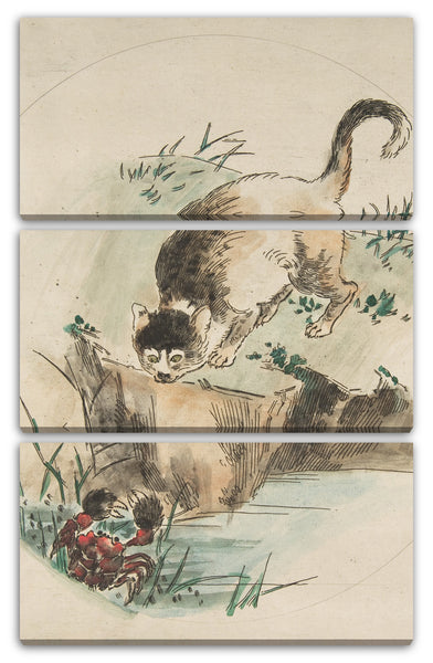Leinwandbild Félix Bracquemond - Katze und Krabbe (Dekoration für einen Teller)
