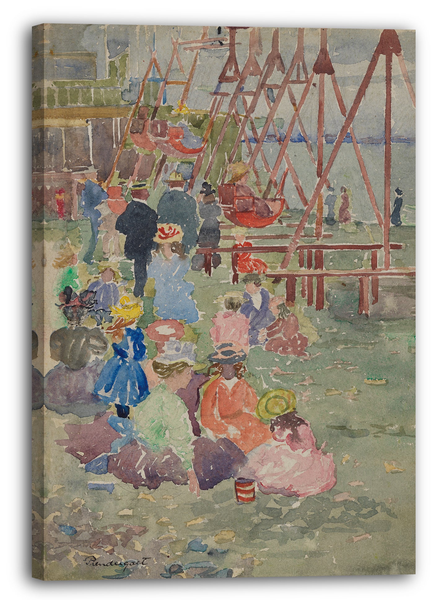 Leinwandbild Maurice Brazil Prendergast - Schaukeln, Revere Beach