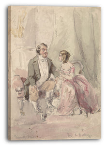 Leinwandbild (?) Jerry Barret (britisch, 1824-1906) - Szene aus Vanity Fair: "Jos und Becky"