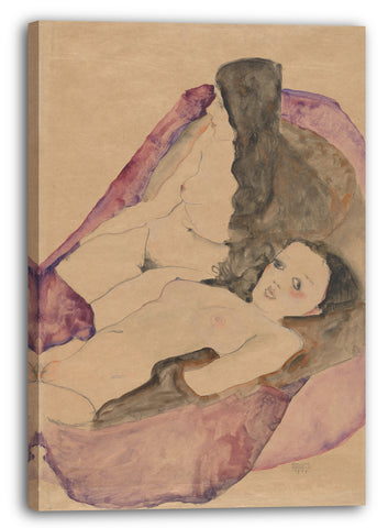 Leinwandbild Egon Schiele - Zwei Liegende