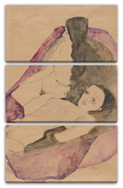Leinwandbild Egon Schiele - Zwei Liegende