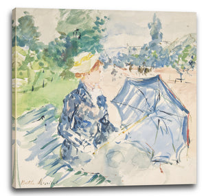 Leinwandbild Berthe Morisot - Eine Frau sitzt auf einer Bank an der Avenue du Bois
