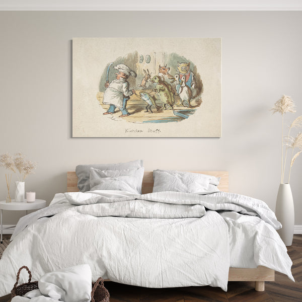 Leinwandbild John Leech - Küchenpersonal (Vorderseite); Berglandschaft mit Wanderer (Rückseite)