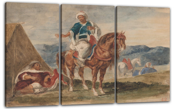 Leinwandbild Eugène Delacroix - Drei arabische Reiter in einem Lager