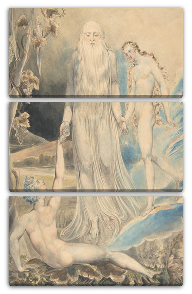 Leinwandbild William Blake - Engel der Göttlichen Gegenwart Bringt Eva zu Adam (Die Erschaffung Evas: "Und sie wird Frau genannt werden) (Vorderseite); Skizze für dasselbe (Hinterseite)