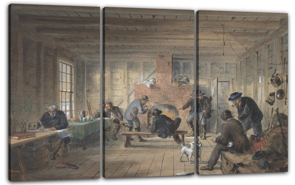 Leinwandbild Robert Charles Dudley - Telegrafenhaus, Trinity Bay, Neufundland: Innenansicht des Messesaals, 1858