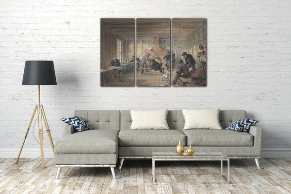 Leinwandbild Robert Charles Dudley - Telegrafenhaus, Trinity Bay, Neufundland: Innenansicht des Messesaals, 1858