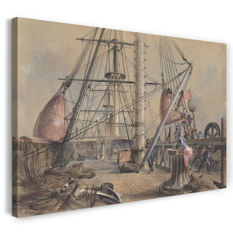 Leinwandbild Robert Charles Dudley - Eine der großen Bojen herausbekommen: Das Deck der Great Eastern