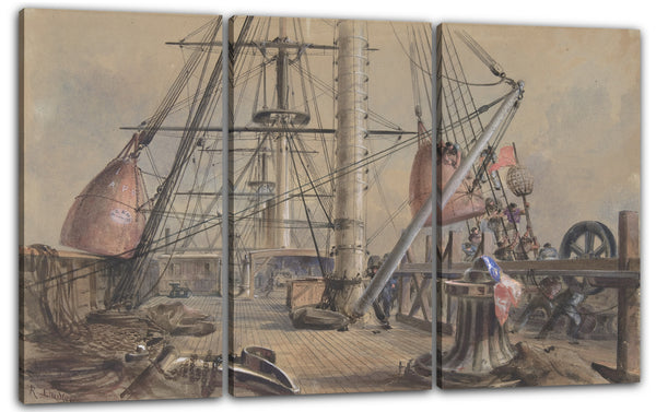 Leinwandbild Robert Charles Dudley - Eine der großen Bojen herausbekommen: Das Deck der Great Eastern