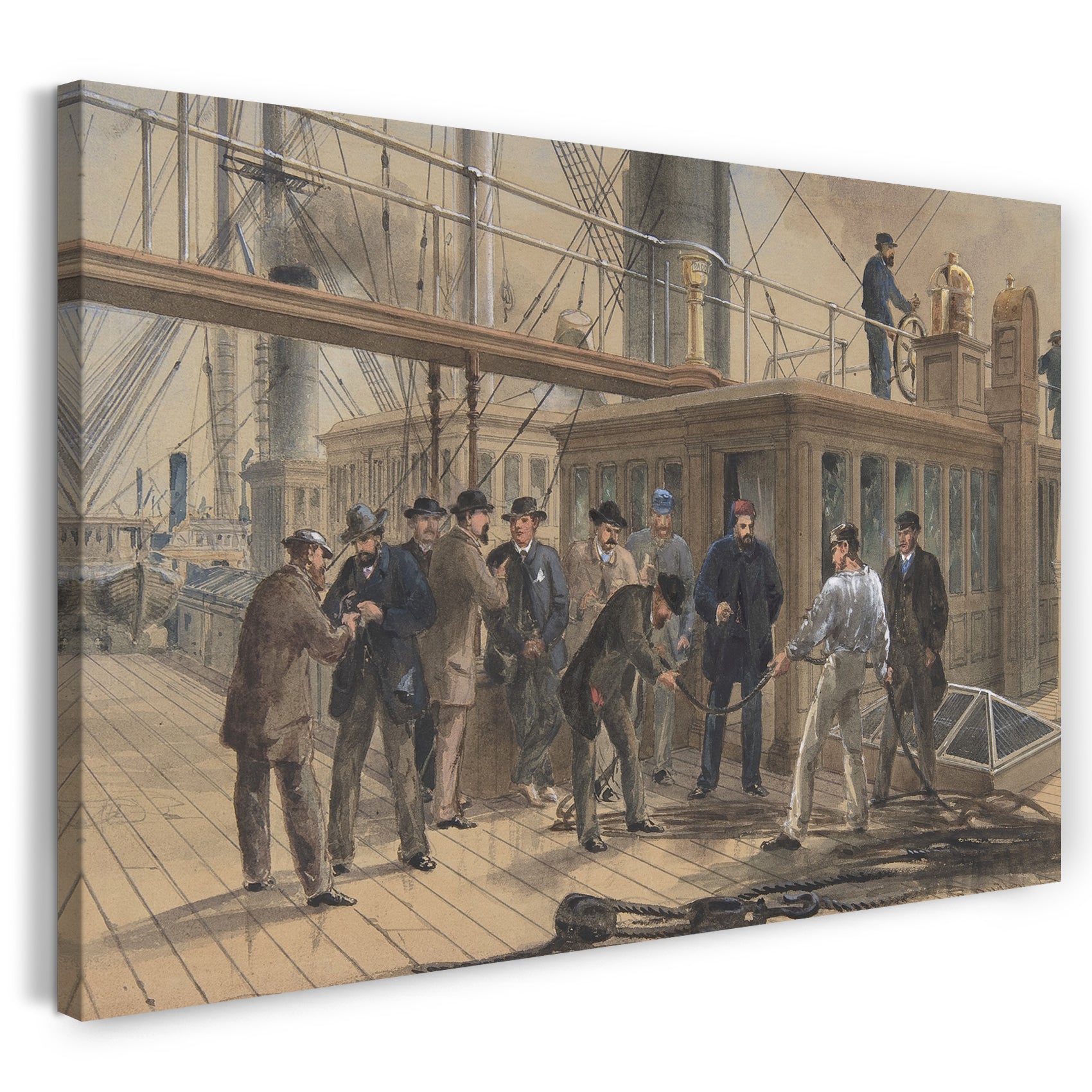 Leinwandbild Robert Charles Dudley - Auf der Suche nach dem Fehler, nachdem das Kabel vom Grund des Atlantiks am 31. Juli 1865 zurückgeschleppt wurde