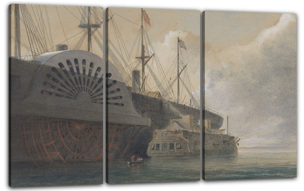 Leinwandbild Robert Charles Dudley - Die alte Fregatte Iris mit ihrer Kabelfracht an der Great Eastern in Sheerness: Das Kabel ging vom Rumpf zur Great Eastern