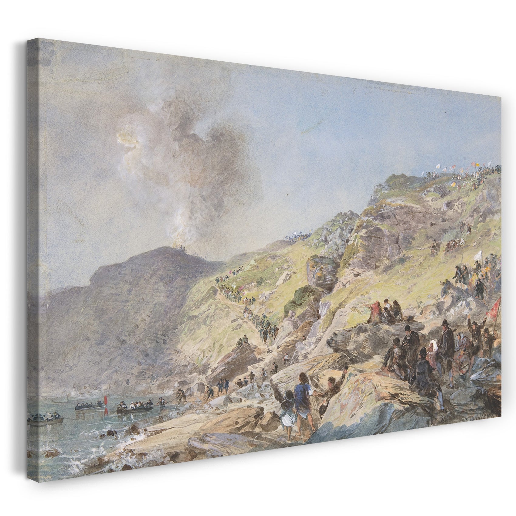 Leinwandbild Robert Charles Dudley - The Cliffs, Foilhummerum Bay, Valentia, the Point at Which the Shore-end of the Cable was Landed on July 22nd, 1865