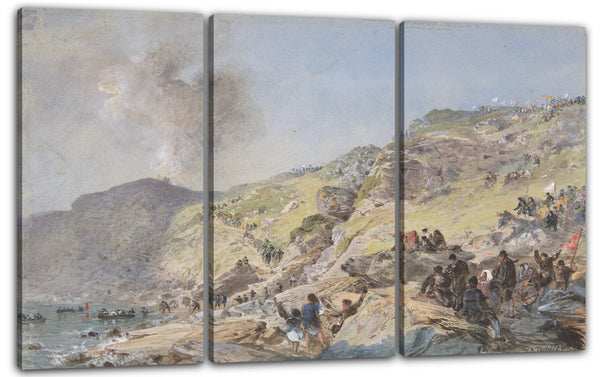 Leinwandbild Robert Charles Dudley - The Cliffs, Foilhummerum Bay, Valentia, the Point at Which the Shore-end of the Cable was Landed on July 22nd, 1865