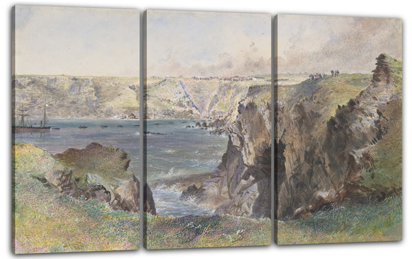 Leinwandbild Robert Charles Dudley - Foilhummerum Bucht, Valentia, von Cromwell Fort: Die Caroline, die die Erdleitung am 21. Juli 1865 legt