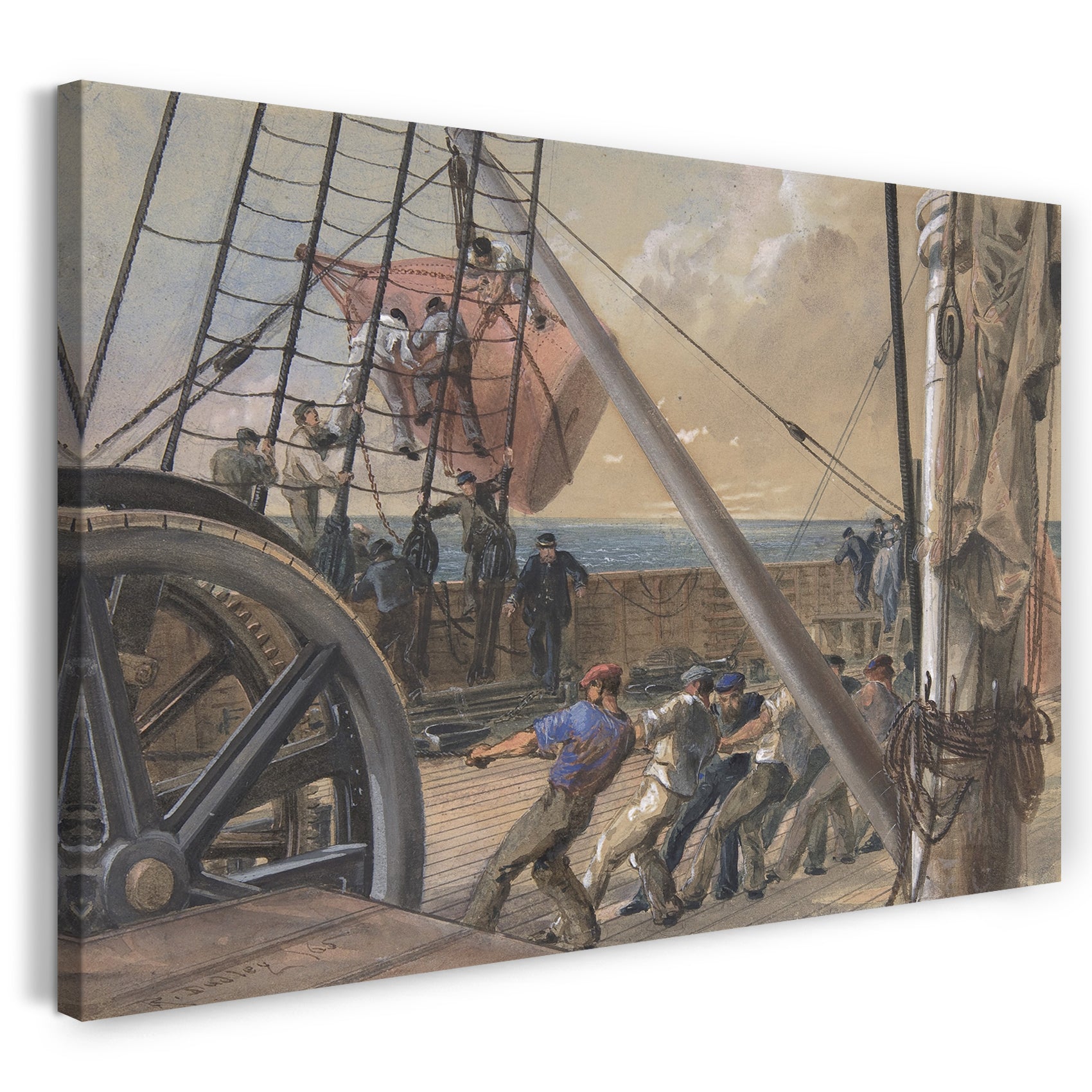 Leinwandbild Robert Charles Dudley - Eine der großen Bojen für den Start herausbekommen, 2. August 1865