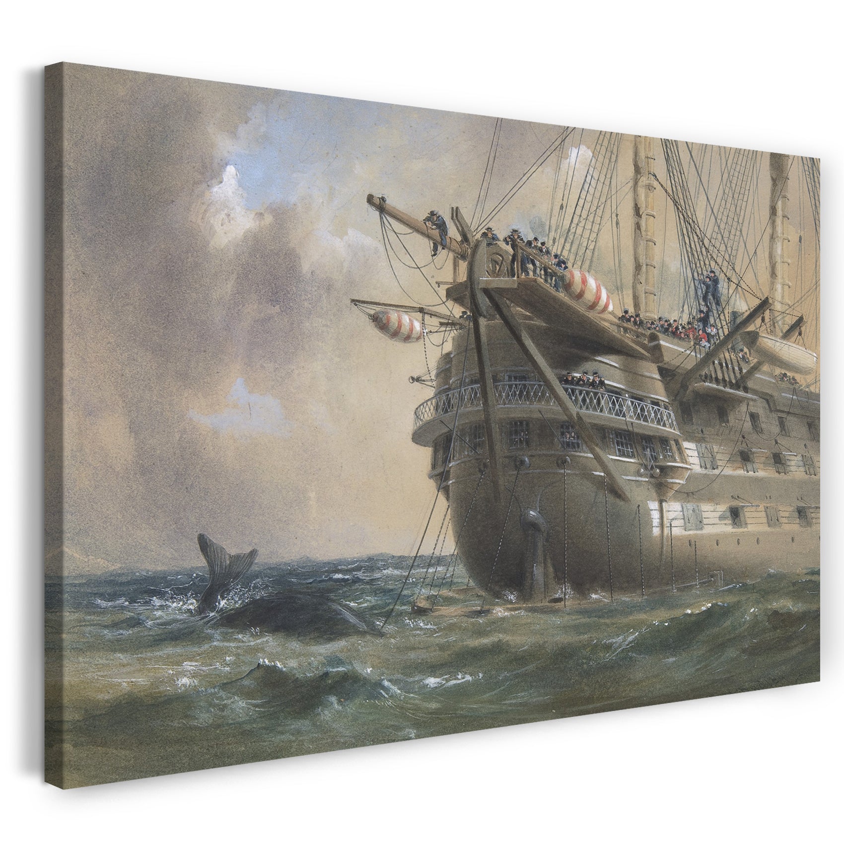 Leinwandbild Robert Charles Dudley - H. M. S. Agamemnon Verlegung des Atlantischen Telegraphenkabels im Jahr 1858: Ein Wal überquert die Grenze
