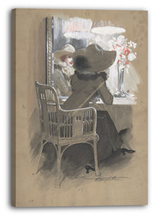 Leinwandbild Will Houghton - Portrait einer Frau an einem Tisch