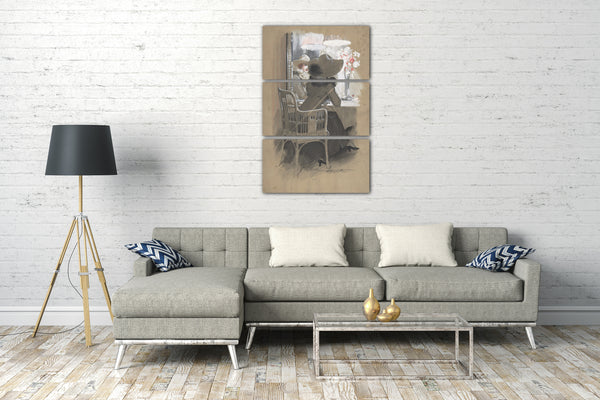 Leinwandbild Will Houghton - Portrait einer Frau an einem Tisch