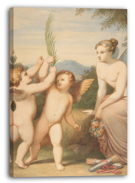 Leinwandbild Johannes Riepenhausen - Eros und Anteros mit Psyche, die sie betrachtet