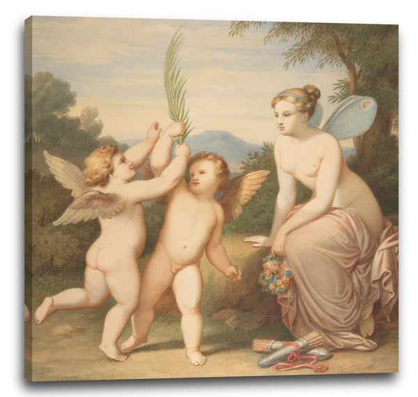 Leinwandbild Johannes Riepenhausen - Eros und Anteros mit Psyche, die sie betrachtet