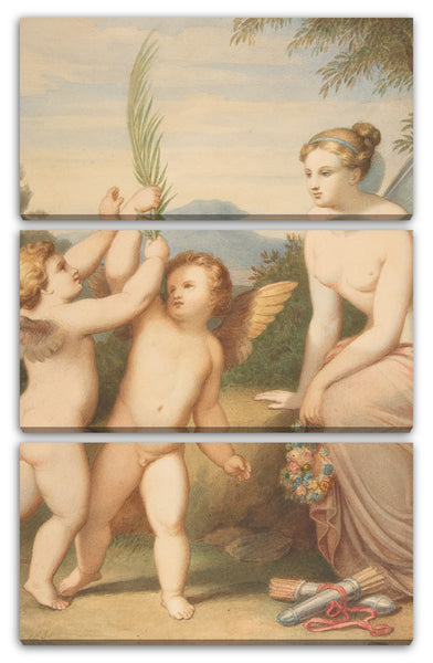 Leinwandbild Johannes Riepenhausen - Eros und Anteros mit Psyche, die sie betrachtet