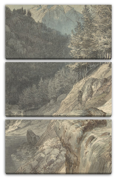 Leinwandbild Johann Wilhelm Schirmer - Berglandschaft mit einem Fluss