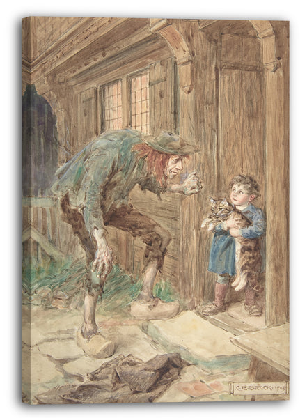 Leinwandbild Charles Edmund Brock - Illustration zu "Kleiner Peter: Eine Weihnachtsmoral für Kinder jeden Alters"