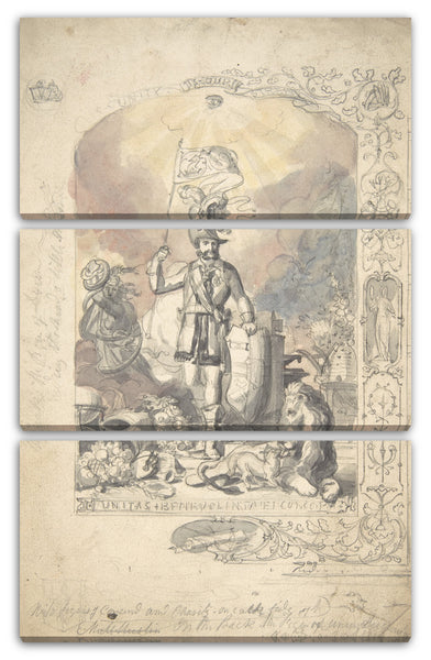 Leinwandbild Anonym, Britisch, 19. Jahrhundert - Entwurf für den alten Försterorden: "Einheit, Wohlwollen und Eintracht"