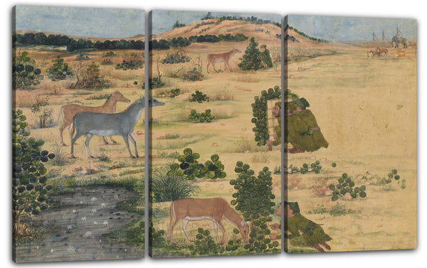 Leinwandbild Blatt des illustrierten Albums - Vorbereitungen für eine Jagd