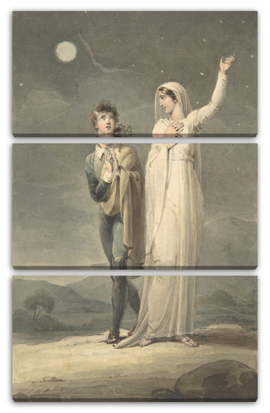 Leinwandbild Henry Corbould - Nächtliche Landschaft mit zwei Menschen (Entwurf für eine gravierte Buchillustration)