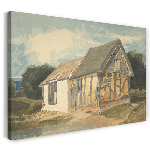 Leinwandbild John Verkaufen Cotman - Bauernhaus an einem Teich
