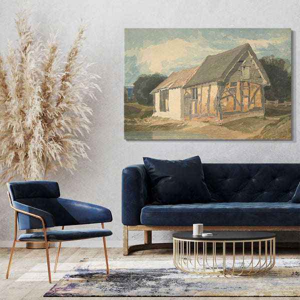 Leinwandbild John Verkaufen Cotman - Bauernhaus an einem Teich