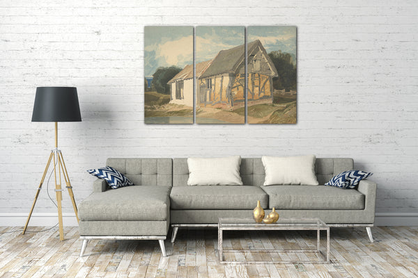 Leinwandbild John Verkaufen Cotman - Bauernhaus an einem Teich