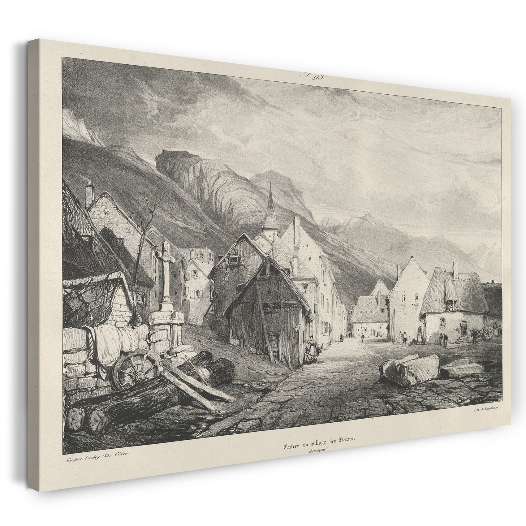 Leinwandbild Voyages pittoresques et romantiques dans l'ancienne France - Eingang in das Dorf Bains